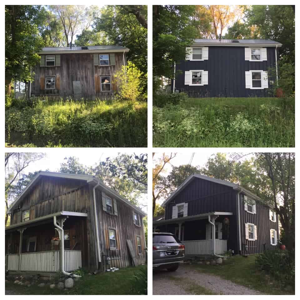 Before and after Schomberg exterior painting 