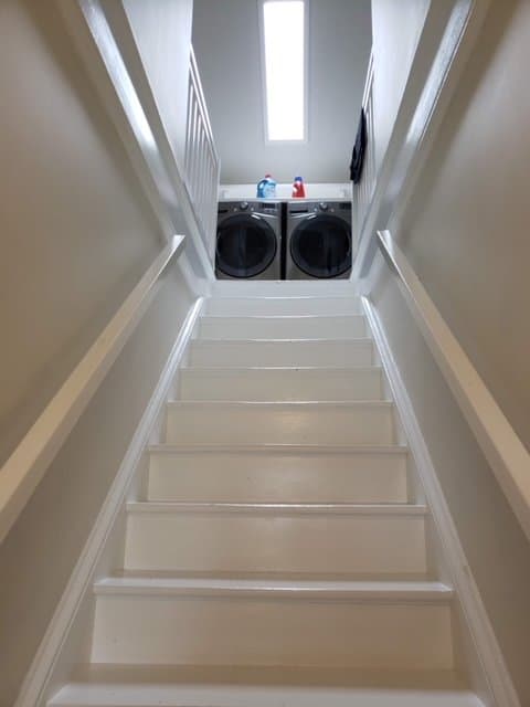 White stairs to basement