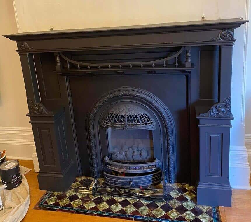 painted showpiece fireplace