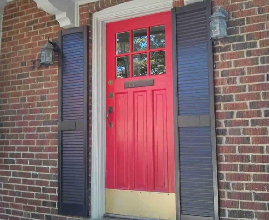 Red old door on main street